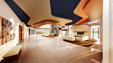 Artist rendering of the hallway and lobby areas of Methodist Midlothian